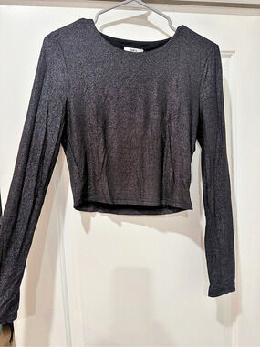 bar III Long Sleeve Top in Black Size Medium Like New